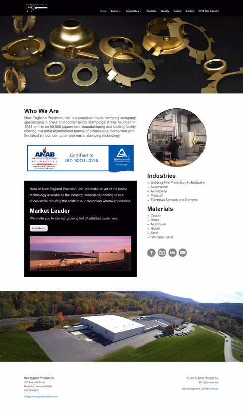New-England-Precision Homepage 1440px