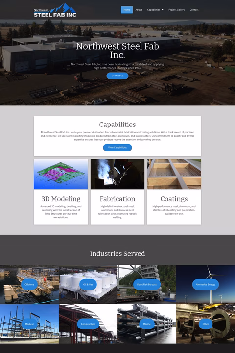 Northwest-Steel-Fab Homepage 1440px