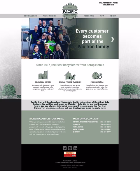 Pacific-Iron-Metal Homepage 1440px
