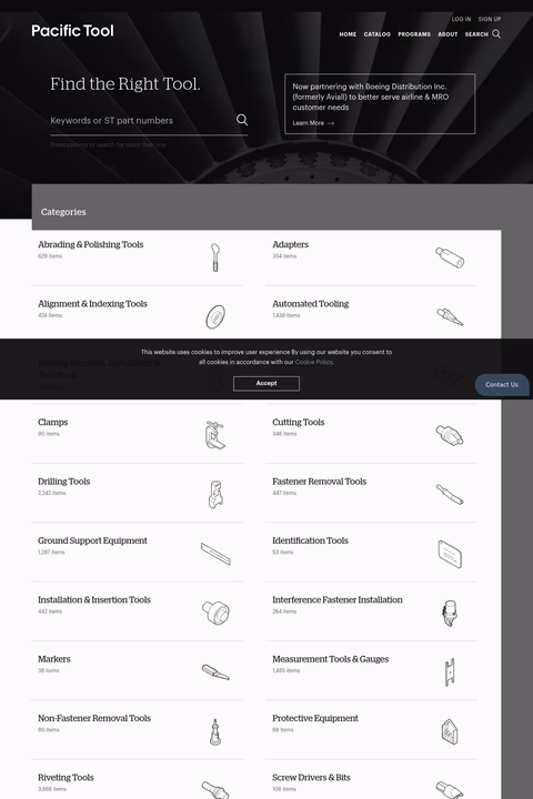 Pacific-Tool Homepage 1440px
