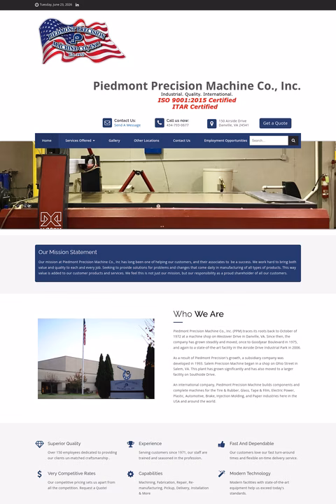Piedmont-Precision-Machine Homepage 1440px