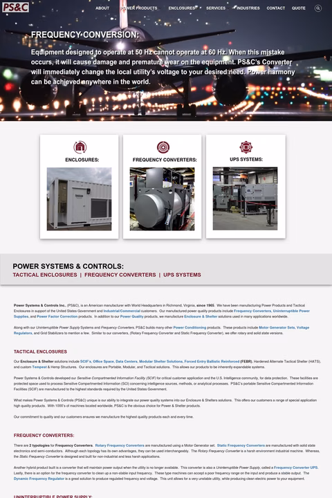 Power-Systems-Controls Homepage 1440px