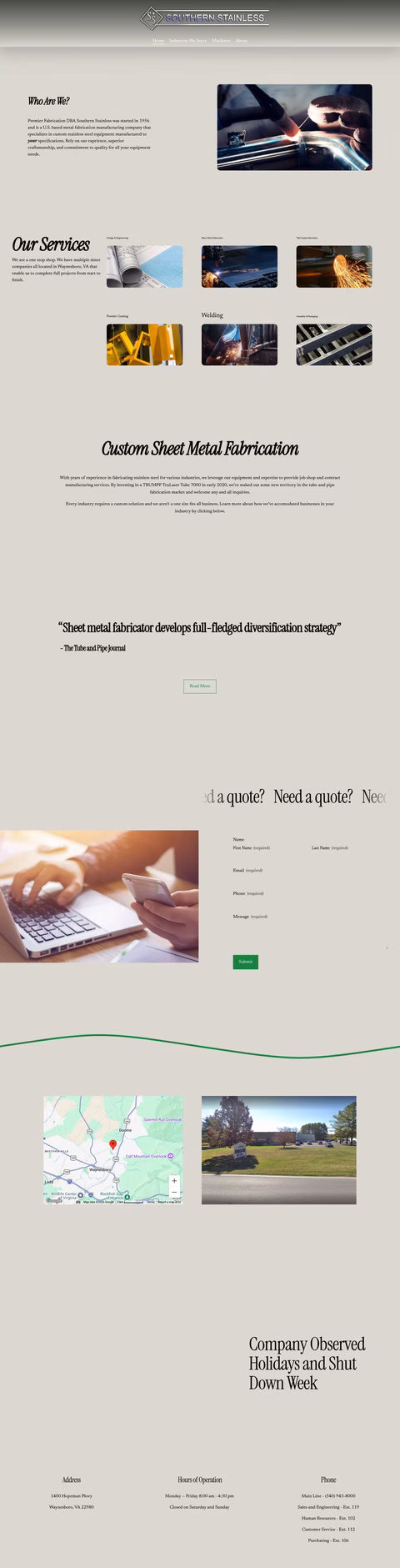 Southern-Stainless-Premier-Fabrication Homepage 1440px