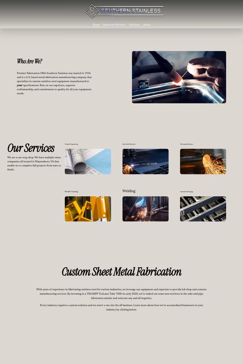 Southern-Stainless-Premier-Fabrication Homepage 1440px