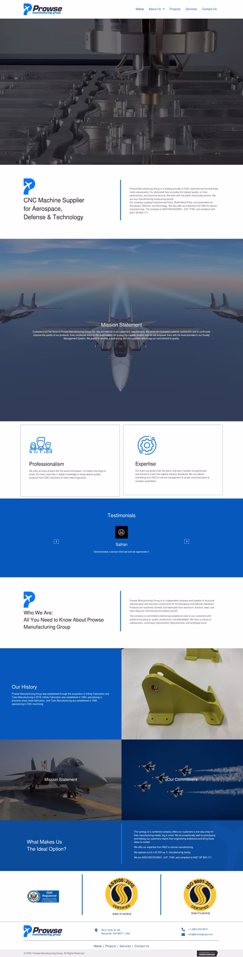 Prowse-Manufacturing-Group Homepage 1440px
