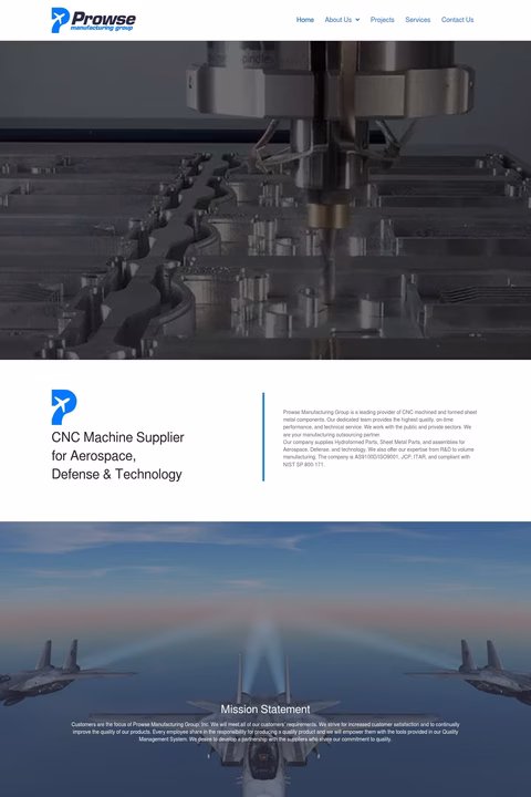 Prowse-Manufacturing-Group Homepage 1440px