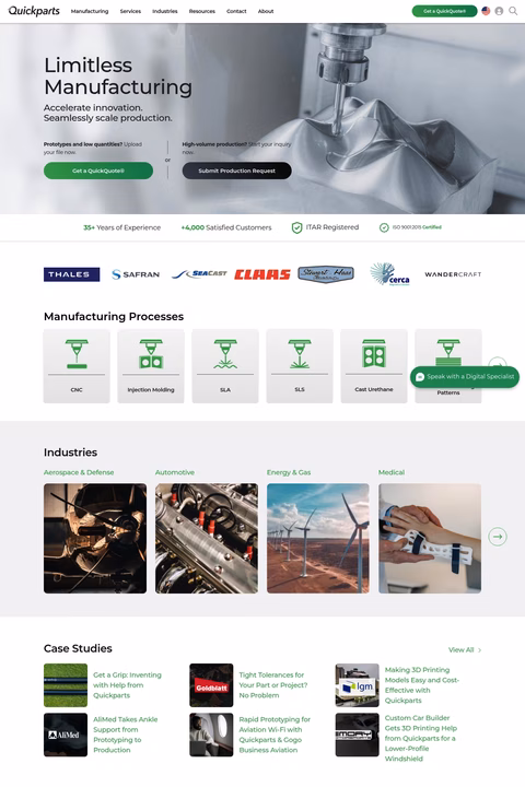 Quickparts Homepage 1440px