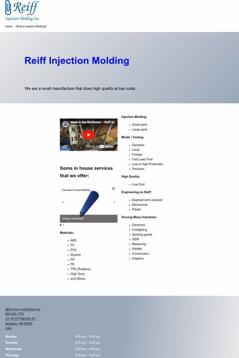 Reiff-Injection-Molding Homepage 1440px