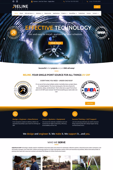 Reline-America Homepage 1440px