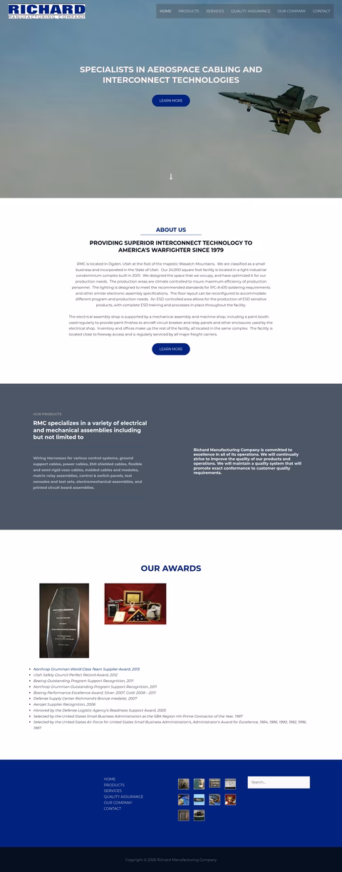 Richard-Manufacturing-Company Homepage 1440px