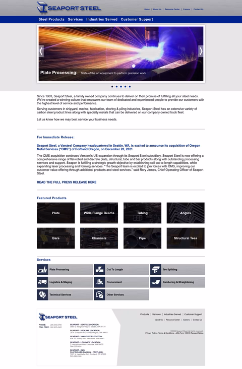 Seaport-Steel Homepage 1440px