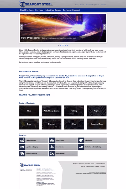 Seaport-Steel Homepage 1440px