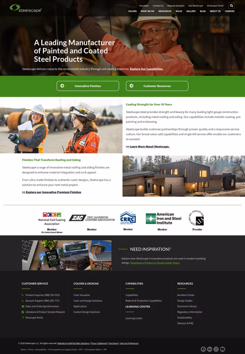Steelscape Homepage 1440px
