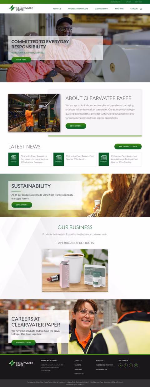 Clearwater-Paper Homepage 1440px