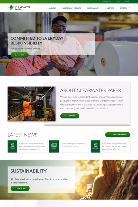 Clearwater-Paper Homepage 1440px