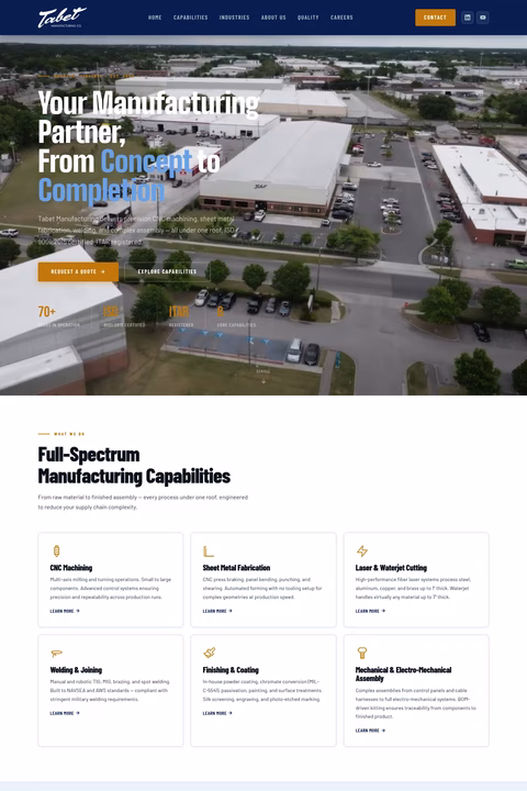 Tabet-Manufacturing Homepage 1440px