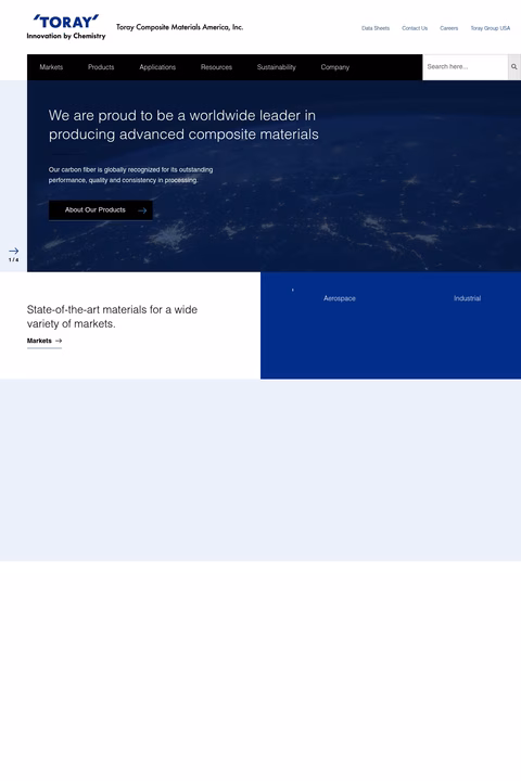 Toray-Composite-Materials-America Homepage 1440px