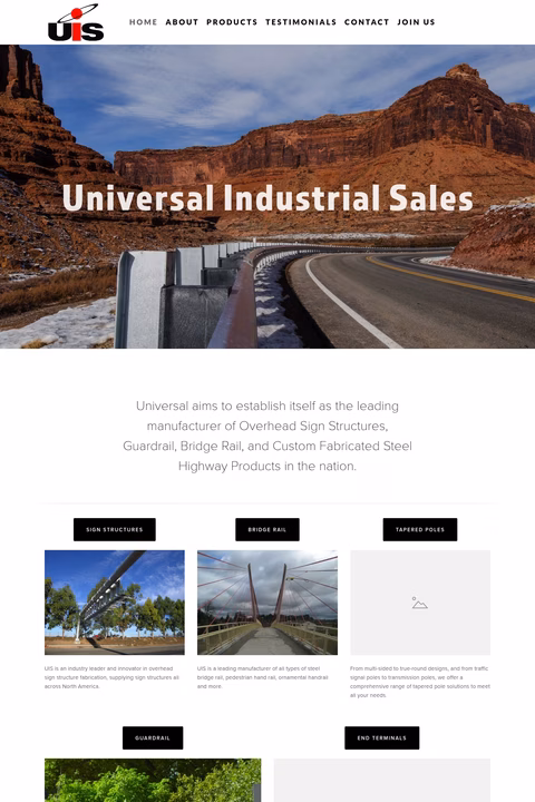 Universal-Industrial-Sales Homepage 1440px