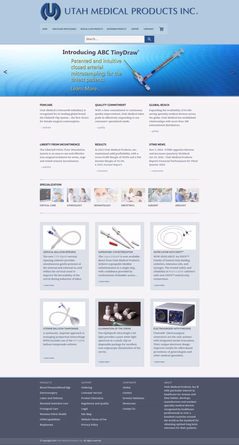 Utah-Medical-Products Homepage 1440px