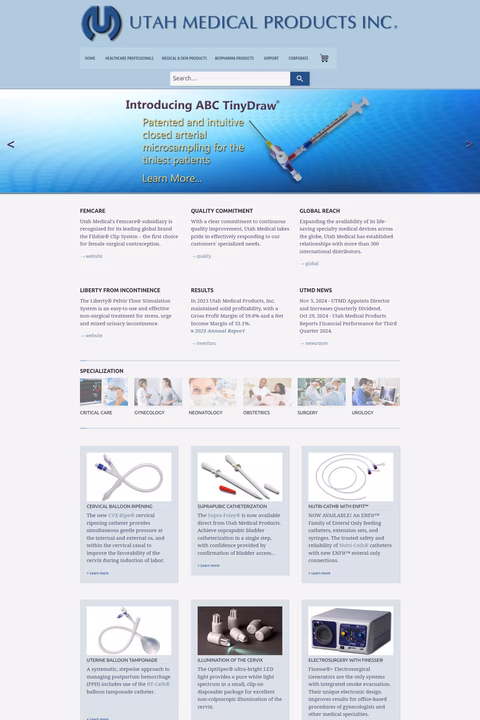 Utah-Medical-Products Homepage 1440px