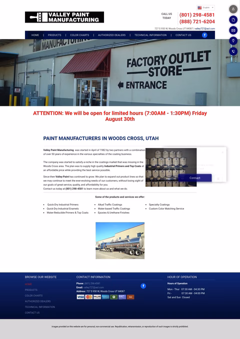 Valley-Paint-Manufacturing Homepage 1440px