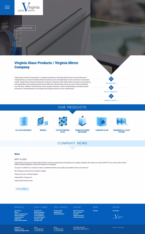 Virginia-Glass-Products Homepage 1440px