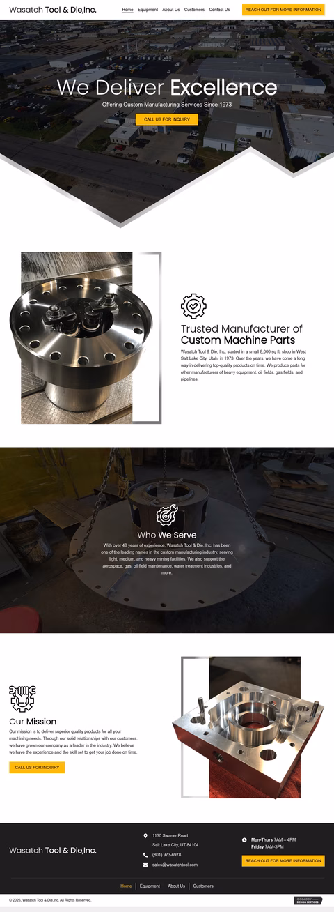 Wasatch-Tool-Die Homepage 1440px