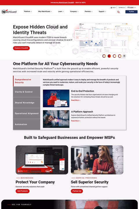Watchguard-Technologies Homepage 1440px