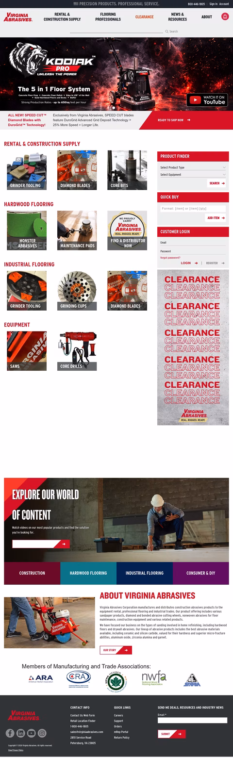 Virginia-Abrasives Homepage 1440px