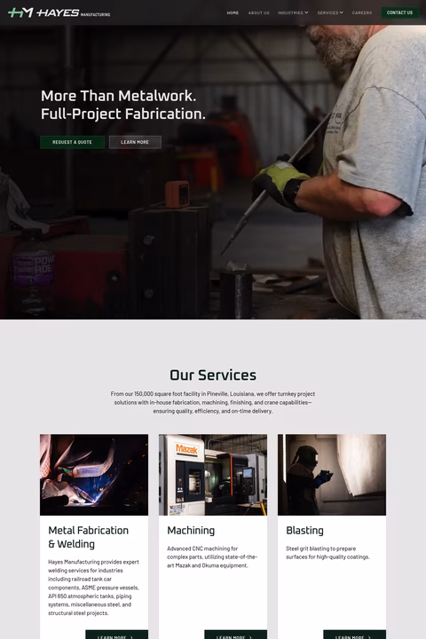 Hayes-Manufacturing Homepage 1440px