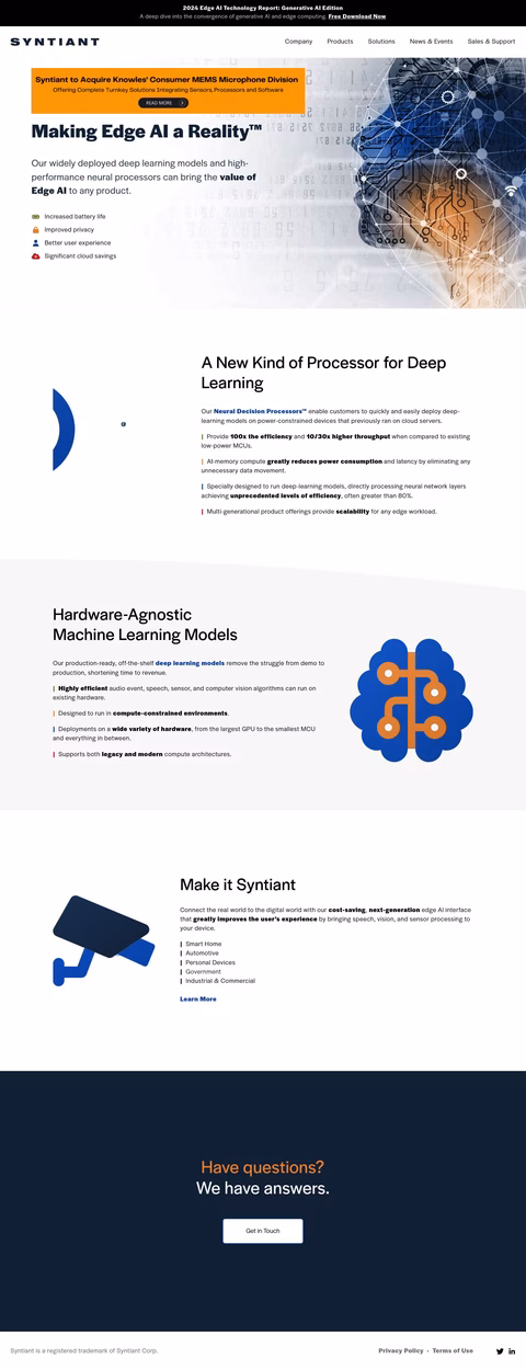 Syntiant Homepage 1440px