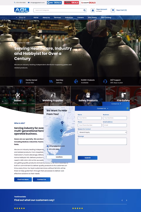 Agl-Welding-Supply Homepage 1440px