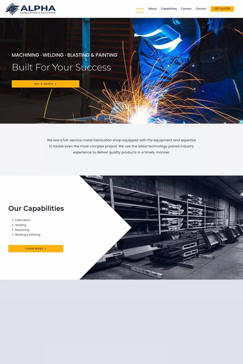 Alpha-Fabricators Homepage 1440px