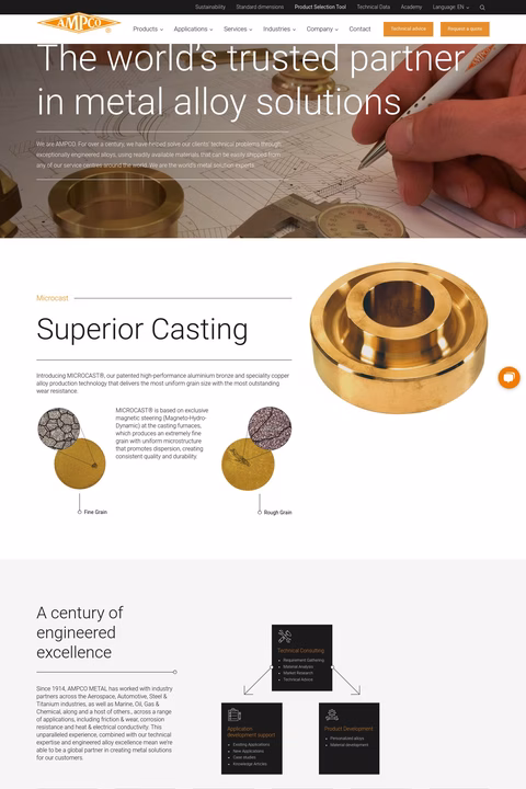 Ampco-Metal Homepage 1440px