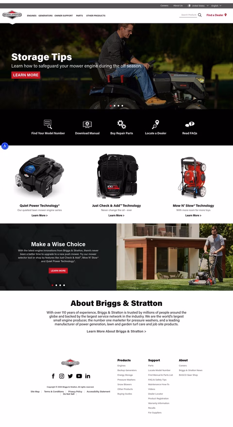 Briggs-Stratton Homepage 1440px