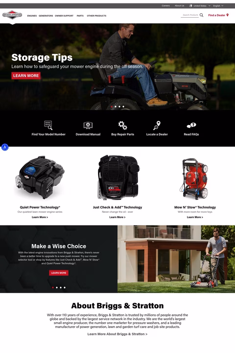 Briggs-Stratton Homepage 1440px