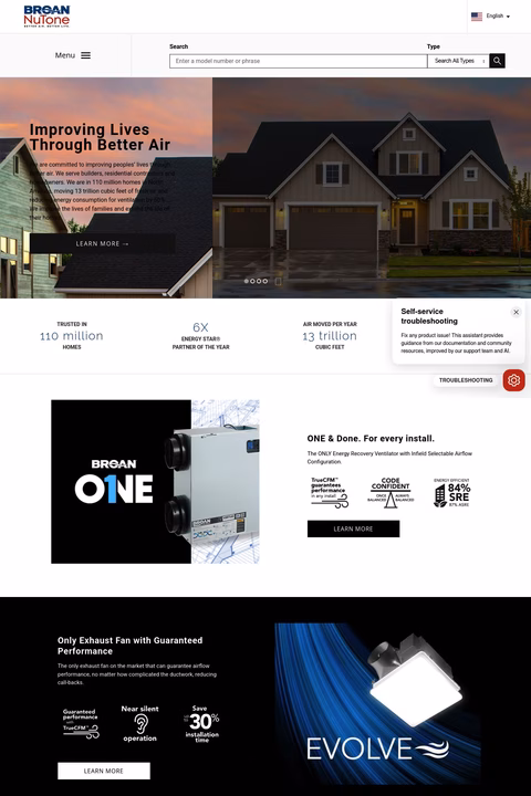 Broan-Nutone Homepage 1440px
