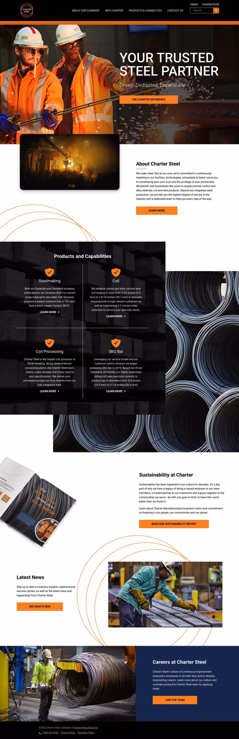 Charter-Steel Homepage 1440px