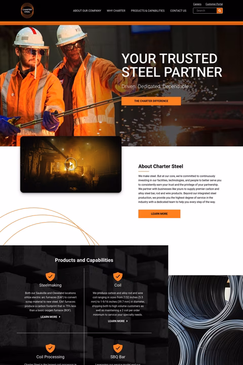 Charter-Steel Homepage 1440px