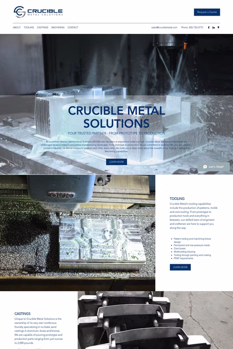 Crucible-Metal-Solutions Homepage 1440px