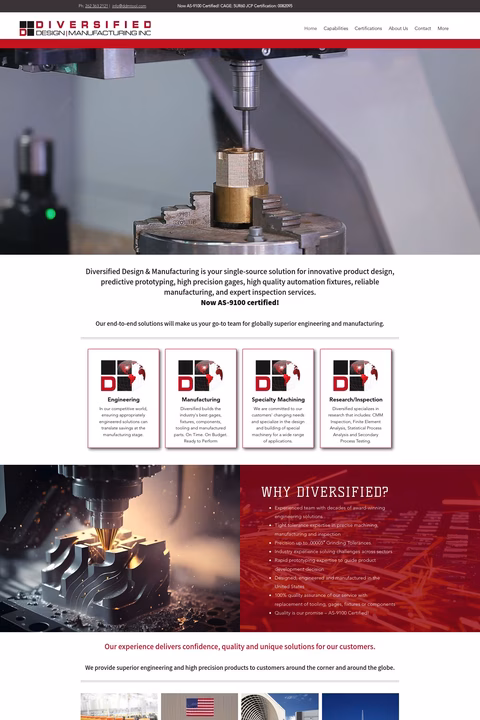 Diversified-Design-Manufacturing Homepage 1440px