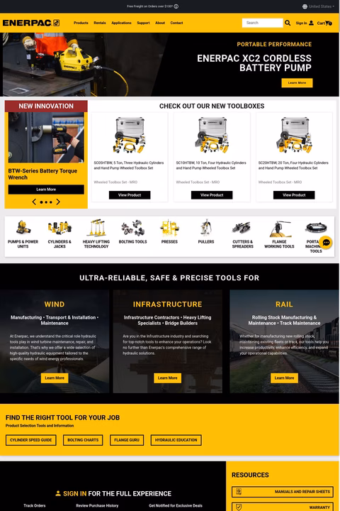 Enerpac Homepage 1440px