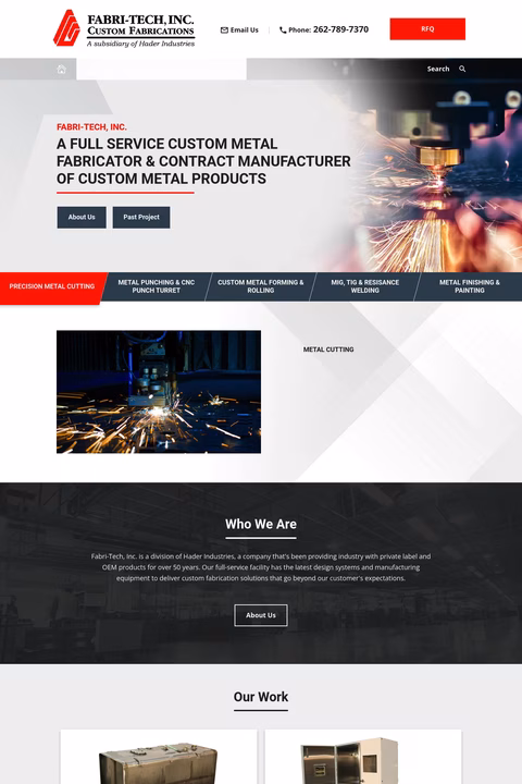 Fabri-Tech Homepage 1440px