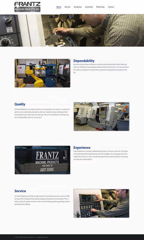 Frantz-Machine-Products Homepage 1440px