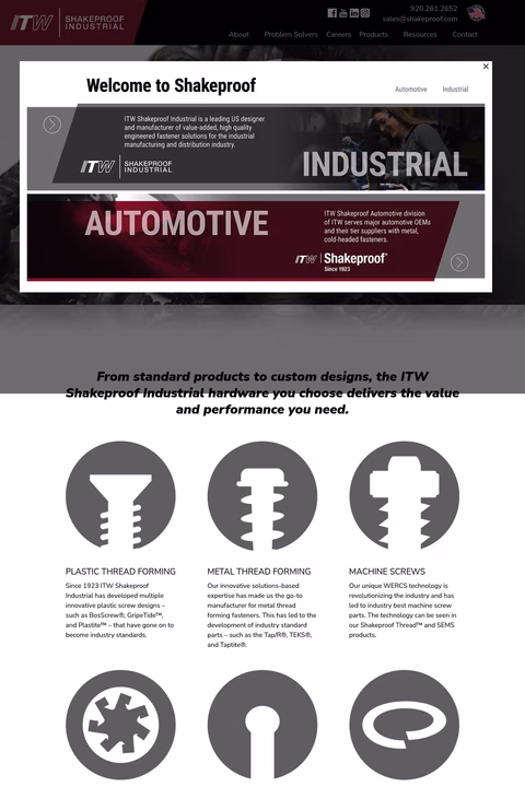 Itw-Shakeproof-Industrial Homepage 1440px