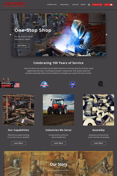Jensen-Metal-Products Homepage 1440px
