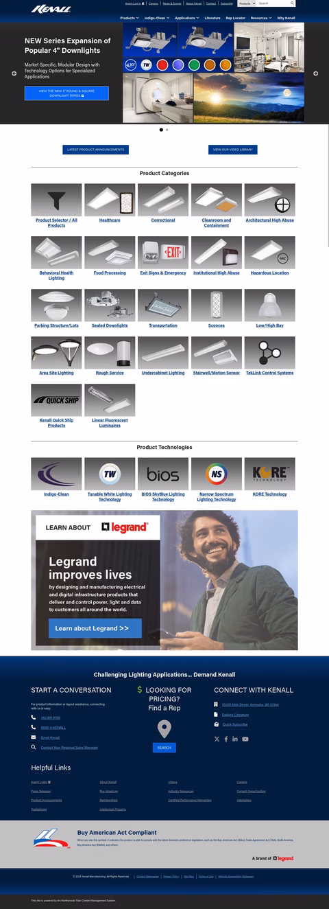 Kenall-Manufacturing Homepage 1440px