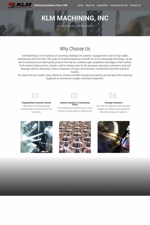 Klm-Machining Homepage 1440px