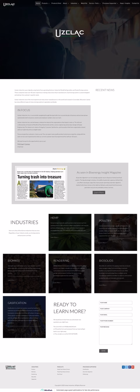 Uzelac-Industries Homepage 1440px