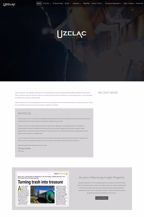 Uzelac-Industries Homepage 1440px